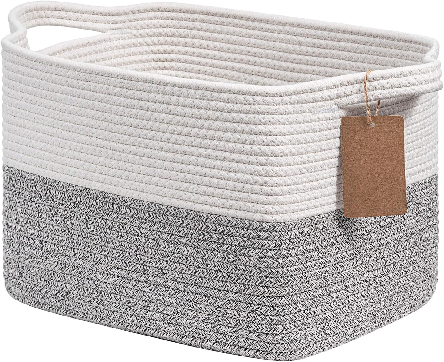 Woven Storage Basket Cotton Rope Shelf Basket Brown | 33X25X22.5Cm Storage Basket for Shelves, Closets and Living Spaces. Decorative Basket for Toys, Books and Small Items