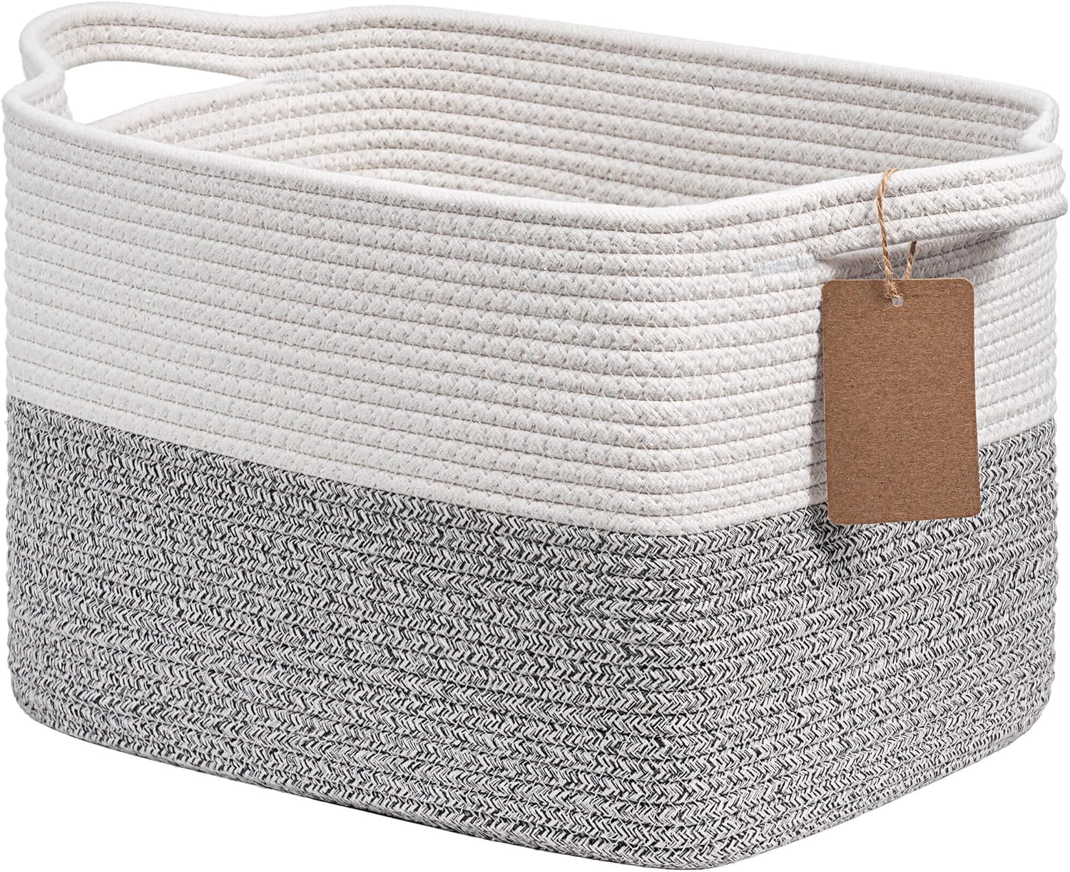 Woven Storage Basket Cotton Rope Shelf Basket Brown | 33X25X22.5Cm Storage Basket for Shelves, Closets and Living Spaces. Decorative Basket for Toys, Books and Small Items