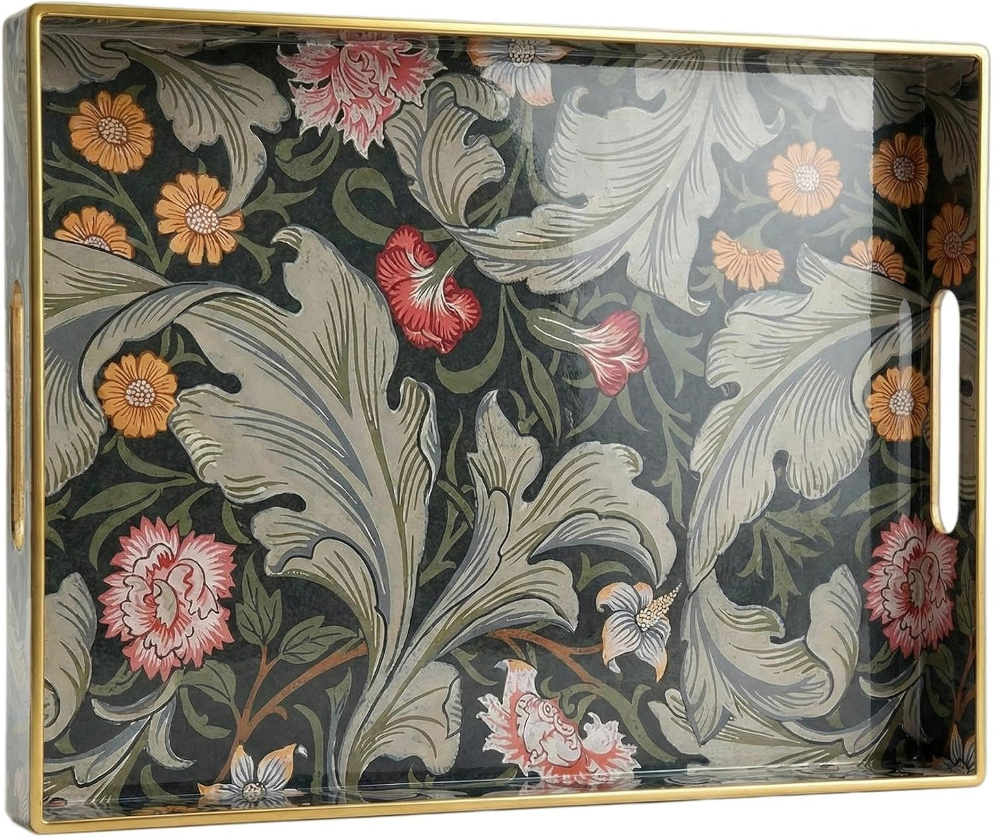Decorative Tray with Handles | Patterned Plastic Serving Tray | 40 x 30 cm