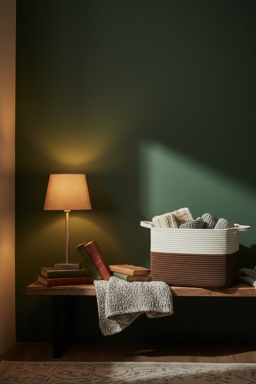 Cotton Rope Storage Basket with Handles | Woven Shelf Basket for Home Organisation