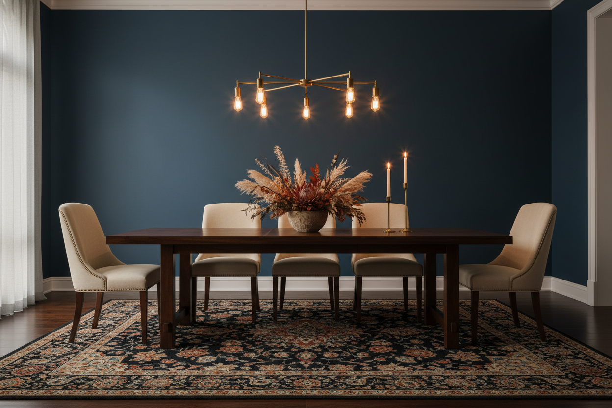 Persian Floral Area Rug | Vintage Medallion Design | Black Multi