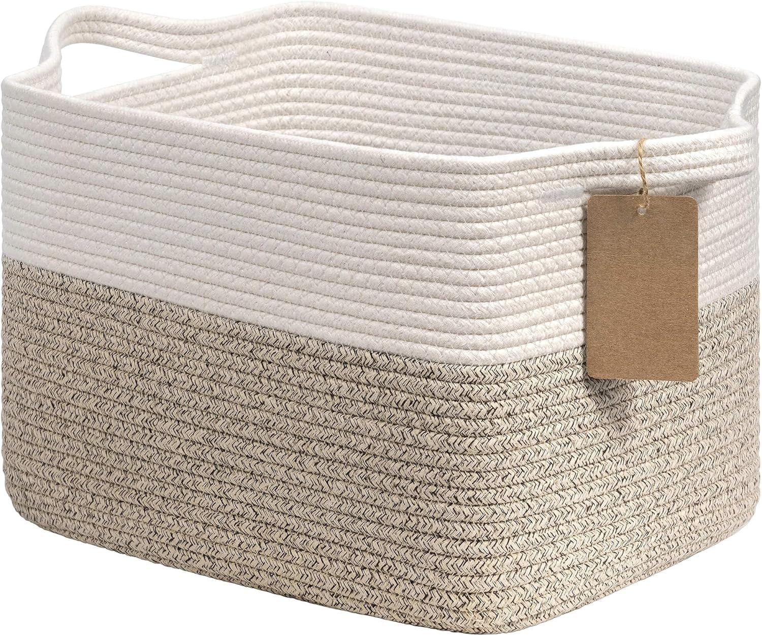 Woven Storage Basket Cotton Rope Shelf Basket Brown | 33X25X22.5Cm Storage Basket for Shelves, Closets and Living Spaces. Decorative Basket for Toys, Books and Small Items