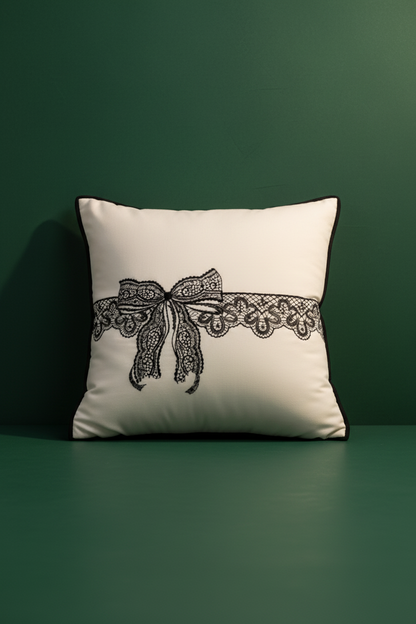 Embroidery Cushion Covers | Lace Detail & Black Piping