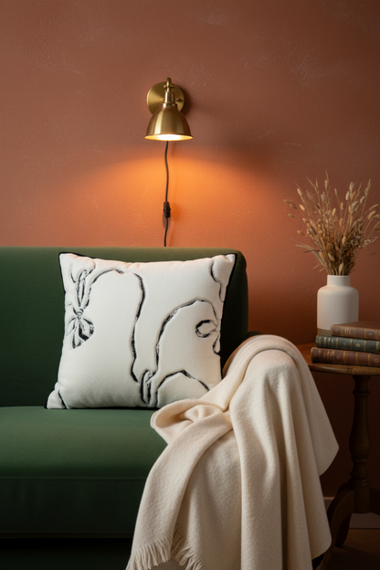 Embroidery Cushion Covers | Lace Detail & Black Piping