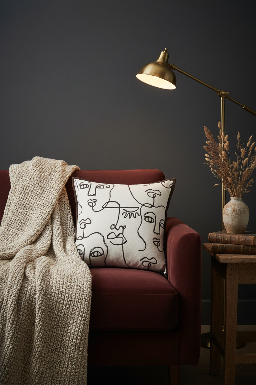 Embroidery Cushion Covers | Lace Detail & Black Piping