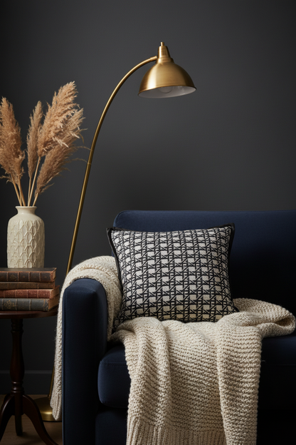 Embroidery Cushion Covers | Lace Detail & Black Piping