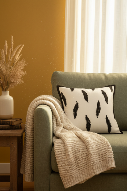 Embroidery Cushion Covers | Lace Detail & Black Piping
