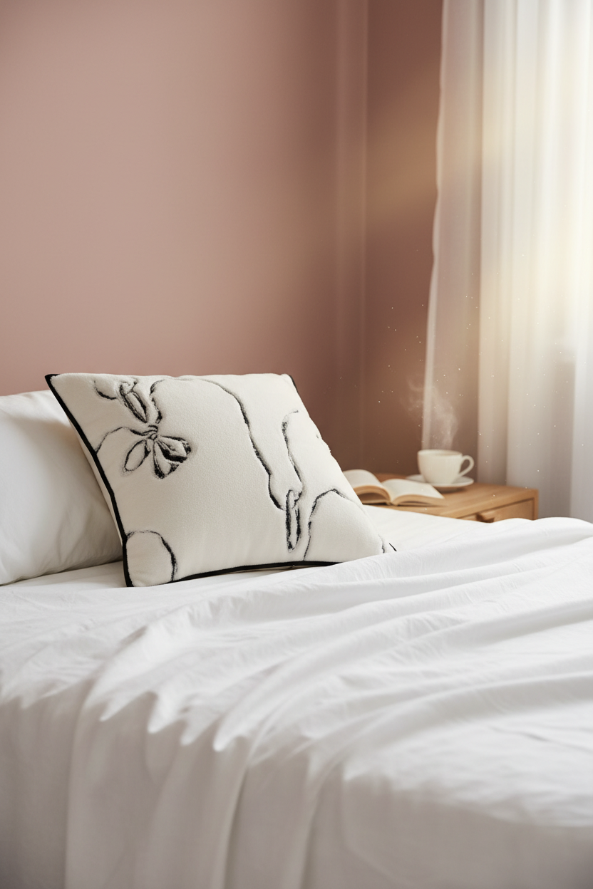 Embroidery Cushion Covers | Lace Detail & Black Piping