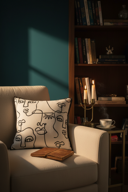 Embroidery Cushion Covers | Lace Detail & Black Piping