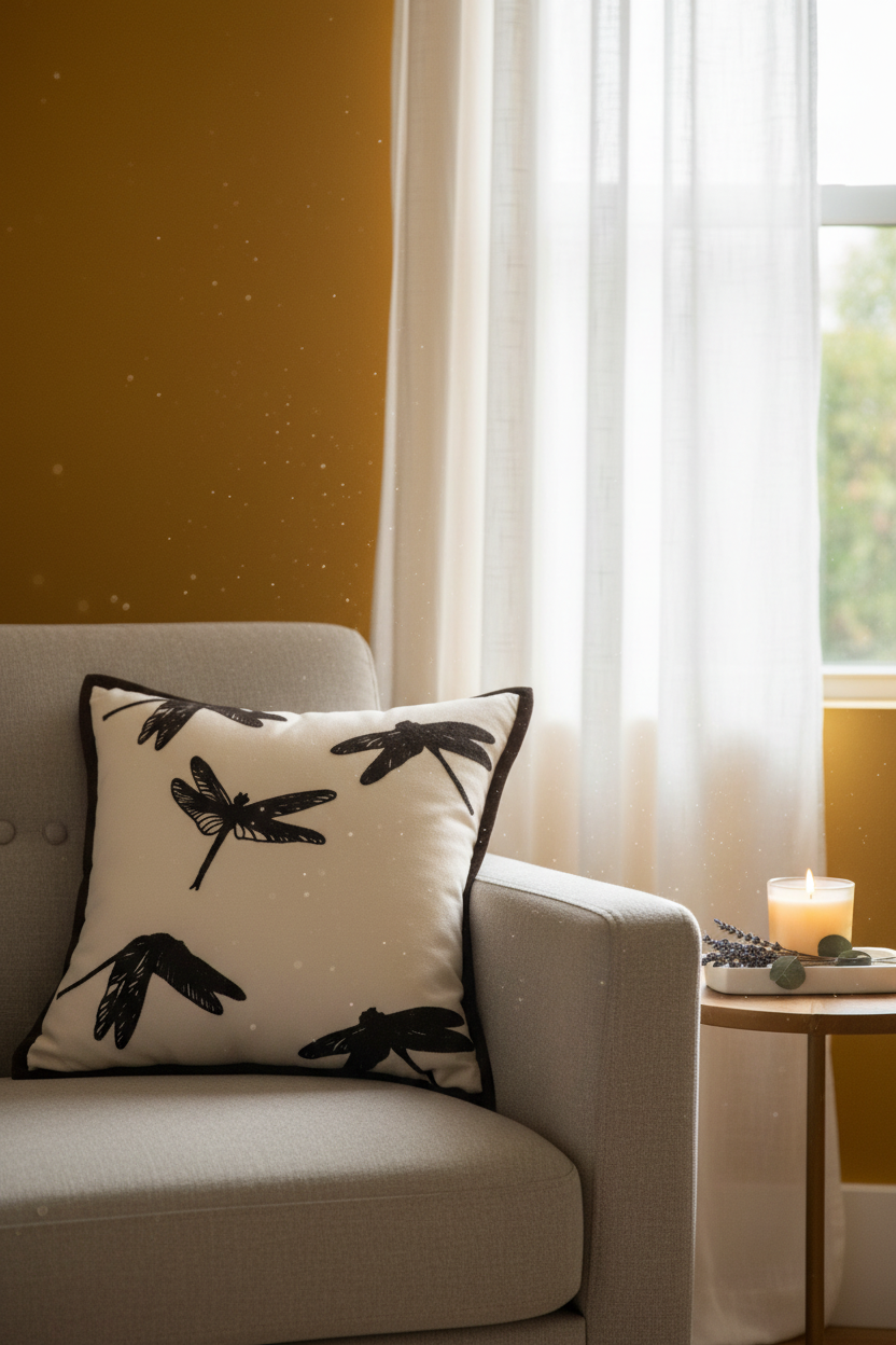 Embroidery Cushion Covers | Lace Detail & Black Piping