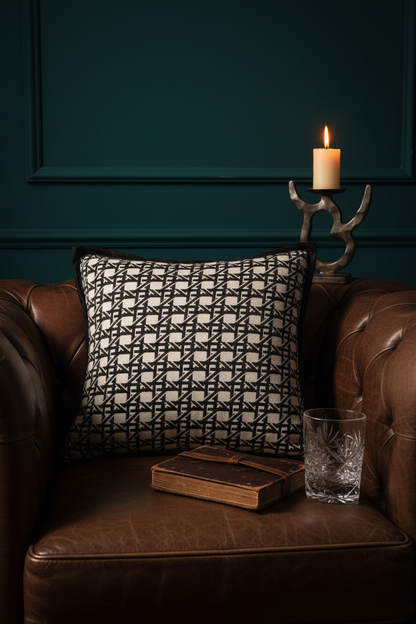 Embroidery Cushion Covers | Lace Detail & Black Piping
