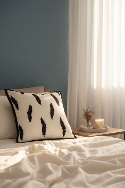 Embroidery Cushion Covers | Lace Detail & Black Piping