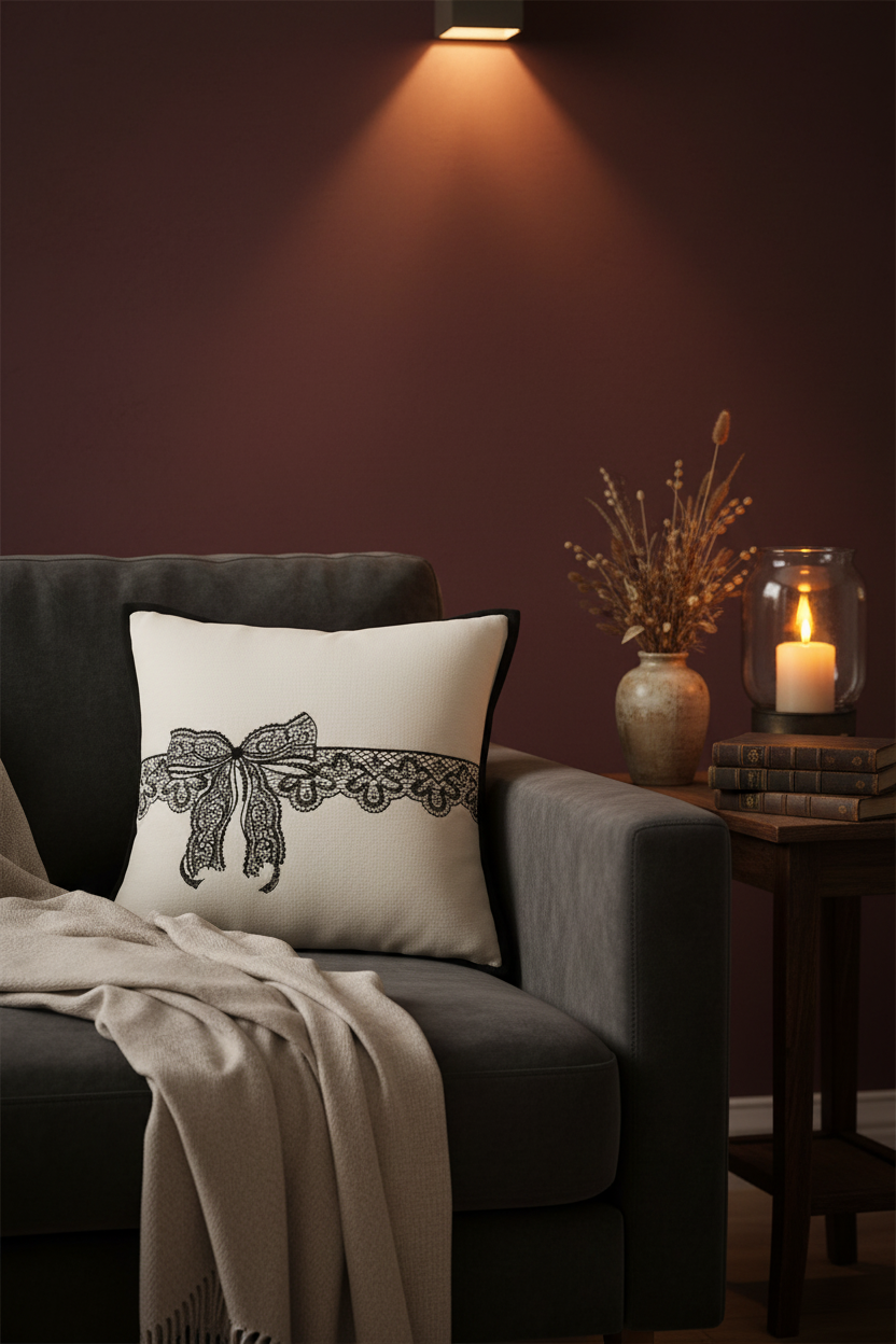 Embroidery Cushion Covers | Lace Detail & Black Piping