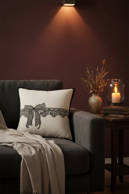 Embroidery Cushion Covers | Lace Detail & Black Piping