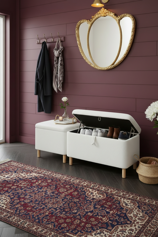 White Boucle Ottoman — Portrait